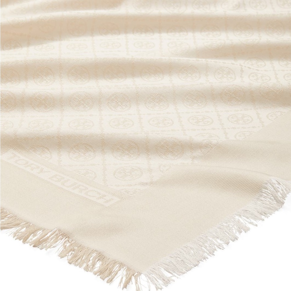 Tory Burch Ivory Monogram Scarf NWT